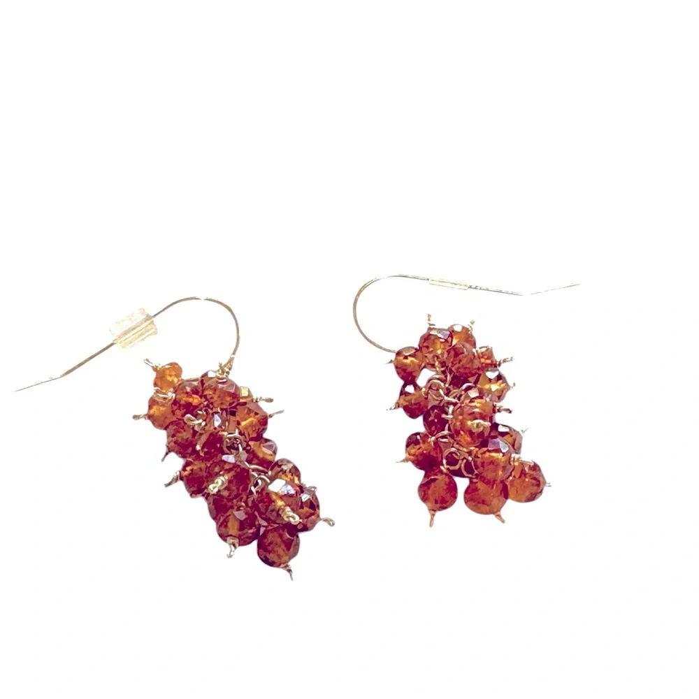 Vintage Gold and Amber Cluster Earrings. Excellent condition.